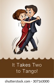 Man and woman dancing together illustration