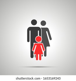 Man and woman with daughter silhouette, family simple black icon with shadow