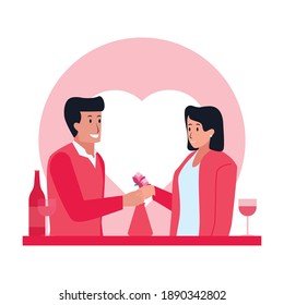 Man and woman dinner in valentine's day.