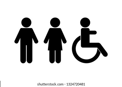 Man, woman, disabled vector icon. Gender icon