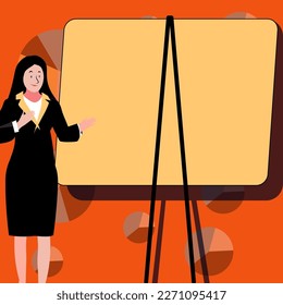 Man and woman discussing current news. Two white dialog bubbles over the head. Bright coloured illustration with main message. People in office talking about agenda.