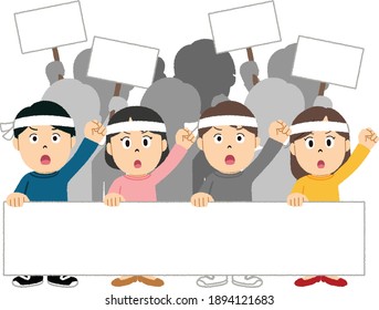 Man and woman do a protest demonstration.
