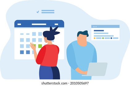 man and woman doing analysis and planning business concept