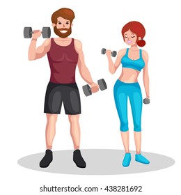 man and woman doing fitness exercises.
on a white background.