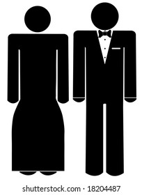 man and woman dressed in formal wear - gown and tuxedo