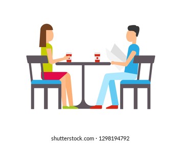 Man Woman Drinking Coffee Coffeehouse Vector Stock Vector (Royalty Free ...