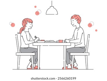 A man and a woman eating at a table