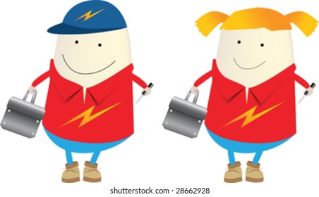 Man and woman electrician character