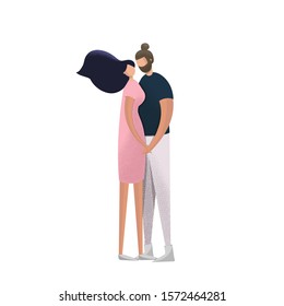 Man and woman embracing each other affectionately. Characters for the feast of Saint Valentine. Couple in love. Vector illustration in cartoon style.