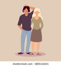man and woman embracing each other affectionately vector illustration design