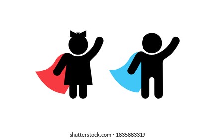 Man and woman empowerment. Superhero couple, man and woman. Concept of feminism. Vector on isolated white background. EPS 10.