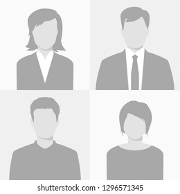 Man and woman empty avatars set (casual and business style). Vector photo placeholder for social networks, resumes, forums and dating sites. Male and female "no photo" images for unfilled user profile