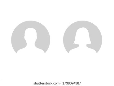 Man And Woman Empty Avatars Set. Vector Photo Placeholder For Social Networks, Resumes, Forums And Dating Sites. Male And Female, No Photo, Images For Unfilled User Profile