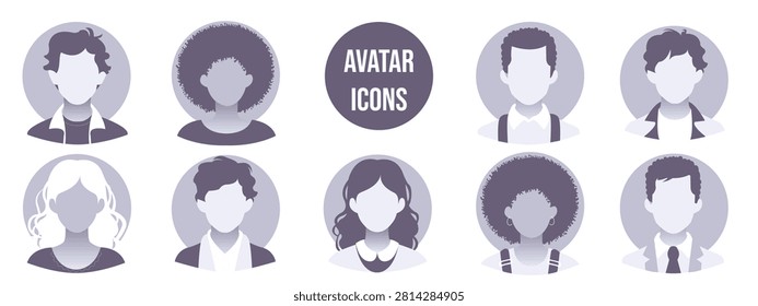 Man and woman empty avatars set for unknown or anonymous individuals, person icons. Default photo placeholder for social networks, resumes, forums and dating sites. photo images for unfilled user profile.