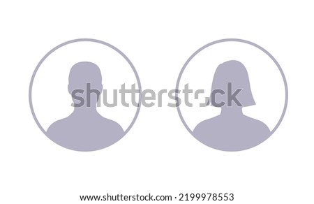 Man and woman empty avatars set. Vector photo placeholder for social networks, resumes, forums and dating sites. Male and female, no photo, images for unfilled user profile