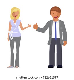 Man and woman expression. Character creation. Full length and different face and body emotion portraits on white background. Build your own design. Vector illustration eps 10
