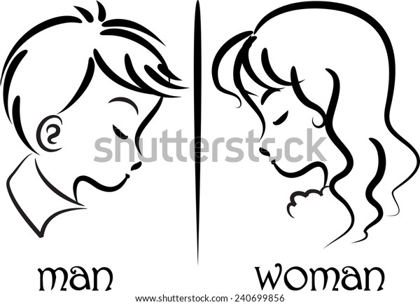 Man Woman Face Stock Vector (Royalty Free) 240699856 | Shutterstock