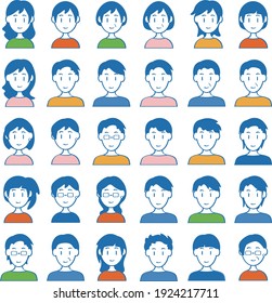 man and woman face icon set vector illustration