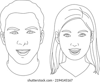 Man and Woman Face Line Art Coloring Page