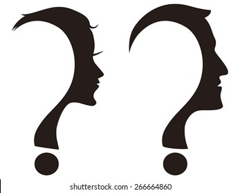 Man And Woman Face With Question Mark