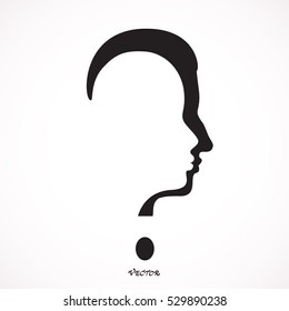 man and woman face with question mark