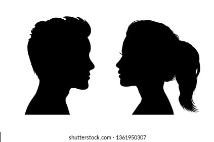 Man and woman face silhouette. Face to face icon – stock vector