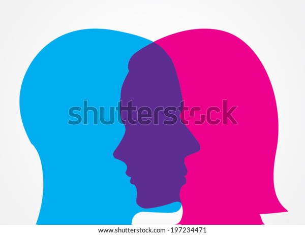 Man Woman Face Touch Vector Illustration Stock Vector (royalty Free 