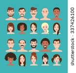 man and woman faces big set.people faces different hair style
