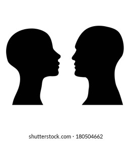 man and woman faces vector profiles