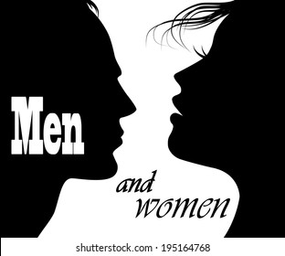 man and woman faces vector profiles
