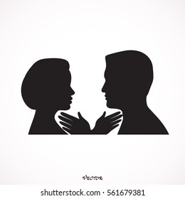man and woman faces vector profiles