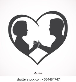 man and woman faces vector profiles