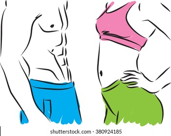man and woman fitness bodies illustration