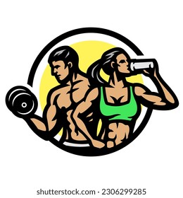 Man and woman, fitness logo.