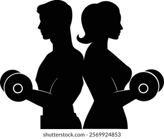 A man and woman fitness silhouette