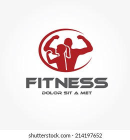 man and woman of fitness silhouette character vector design template