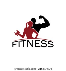 man and woman of fitness silhouette character vector design template