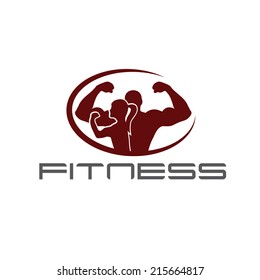 man and woman of fitness silhouette character vector design template