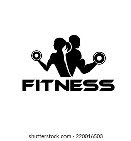 man and woman of fitness silhouette character 