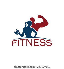 man and woman of fitness silhouette character vector design template