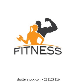 Man And Woman Of Fitness Silhouette Character Vector Design Template