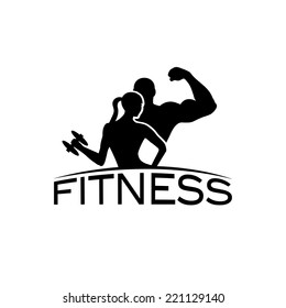 man and woman of fitness silhouette character vector design template