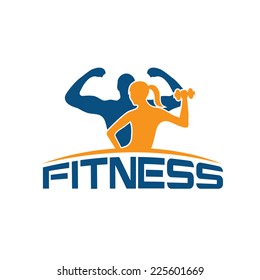 man and woman of fitness silhouette character vector design template