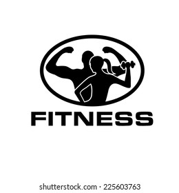 man and woman of fitness silhouette character vector design template