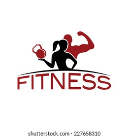 man and woman of fitness silhouette character vector design template