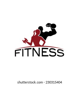 man and woman of fitness silhouette character vector design template