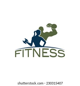 man and woman of fitness silhouette character vector design template