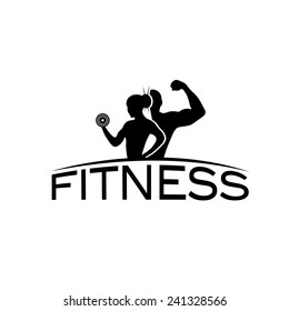 man and woman of fitness silhouette character vector design template