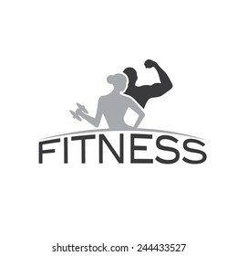 man and woman of fitness silhouette character vector design template