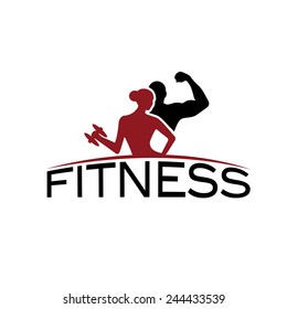 man and woman of fitness silhouette character vector design template